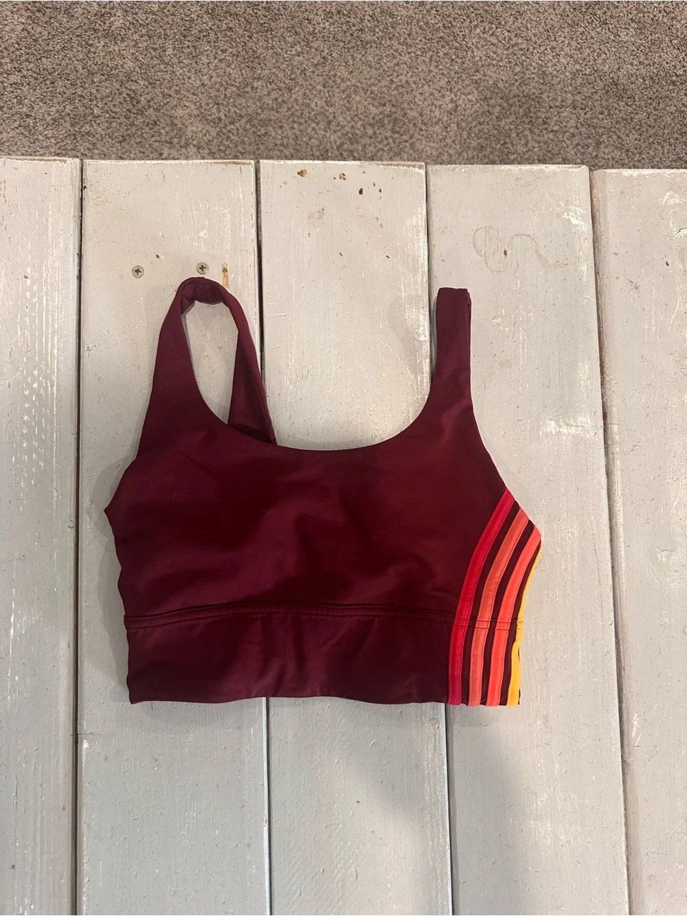 Lululemon Take A Hint Bra Womens Deep Rouge Side Stripe - Size 4